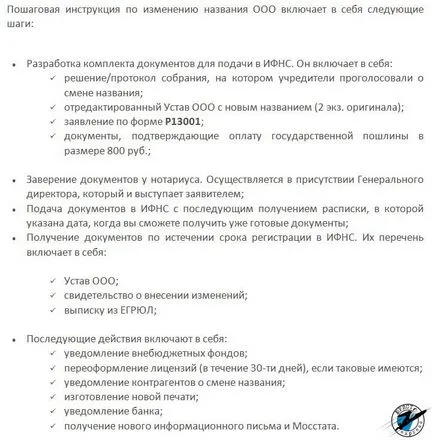 Hogyan változtassuk meg a nevét LLC - lépésről lépésre és videó (módosítás) Hogyan változtassuk meg a nevét LLC - lépésről lépésre, videó
