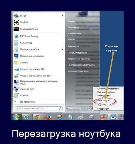 Hogyan újraindítani a laptop billentyűzet segítségével, ha ez hung