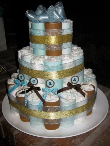 Hogyan készítsünk egy pelenka torta kezét a mester osztály lépésről lépésre és képek (pelenkák) Hogyan készítsünk egy pelenka torta kezét a mester osztályban lépésről lépésre és képek