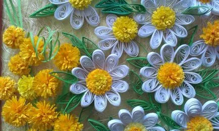 Festés „bájos margaréták” technika „Quilling” (Quilling) Festés „bájos őszirózsa” a technika „Quilling”