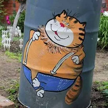 Gyönyörű kerti dísz hordó víz