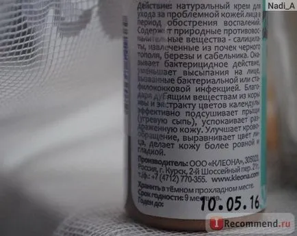 Krém Cleon éjszakai zsíros és problémás bőr természetes szalicilátok - „probléma