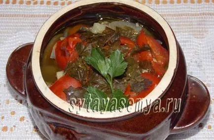 Csirke zöldségek egy bankot a sütőben, a recept egy fotó (zöldség) Csirke zöldségek egy bankot a sütőben, a recept egy fotót