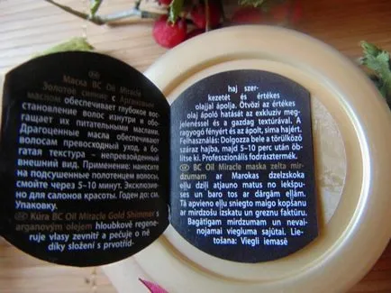 Hair Mask Schwarzkopf bc Bonacure olaj csoda arany csillogást kezelés arany fénye vélemények