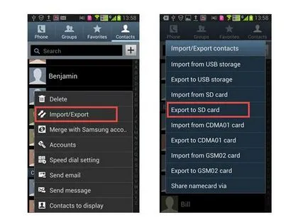 Számos módon át névjegyeket android android