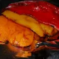 Paprika, sült sajttal és paradicsommal - főzés paletta