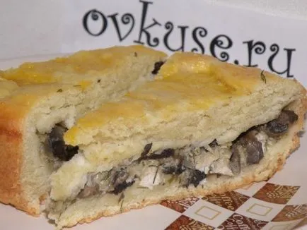 Cake csirkével, gombával recept fényképpel (csirke gomba) Cake csirkével és gombával, egy recept egy fotó