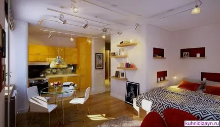 konyha egy stúdió apartman - hogyan lehet 25 fotó