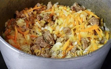 Pilaf marha recept lépésről lépésre (15 fotó)