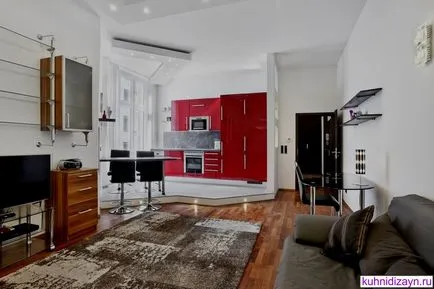 konyha egy stúdió apartman - hogyan lehet 25 fotó