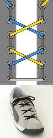 Különböző módon árukapcsolás cipőfűző