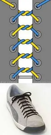 Különböző módon árukapcsolás cipőfűző
