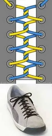 Különböző módon árukapcsolás cipőfűző