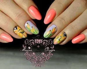 Ábrákon a körmökre Gel lakk 50 fényképet elegáns manikűr videó