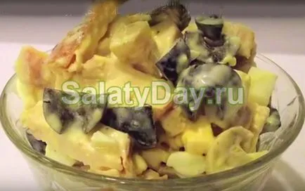 Csirke saláta gombával - ízletes és alkalmasak arra, hogy minden diéta recept fotókkal és videó