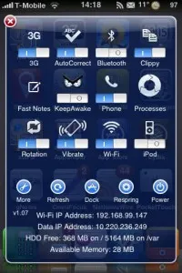 SBSettings - azonnali hozzáférést biztosít az iPhone beállítások - projekt appstudio