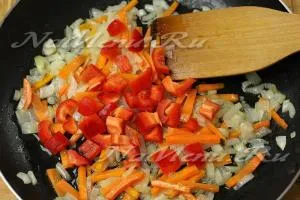 Schi friss káposzta, paradicsom és paprika, a recept (növényi olaj) Káposztaleves friss káposzta, paradicsom és paprika, recept