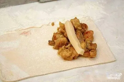 Leveles tészta csirkével és sajttal - lépésről lépésre recept fotó (receptek fotókkal) Leveles tészta csirkével és sajttal - lépésről lépésre recept fotók