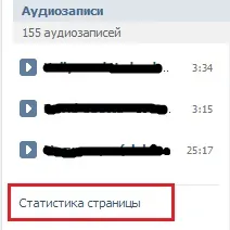 Statisztika VKontakte oldal
