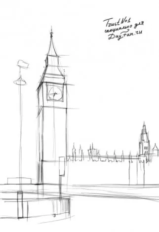 Festés órák - hogyan kell felhívni a ceruzát Big Ben szakaszokban
