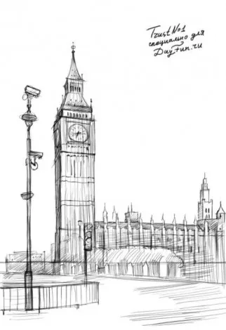 Festés órák - hogyan kell felhívni a ceruzát Big Ben szakaszokban