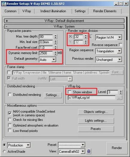 Univerzális render beállításokat vray