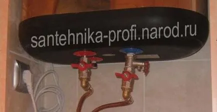 Szerelési TERMEKS henger (kombinált visszacsapó szelep) Telepítése a vízmelegítő TERMEKS