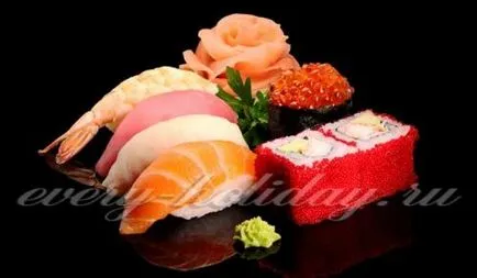 Fajta sushi tekercsek és mik a fotó és összetétele (ok) Fajta sushi tekercsek és mik a fotó és összetétele