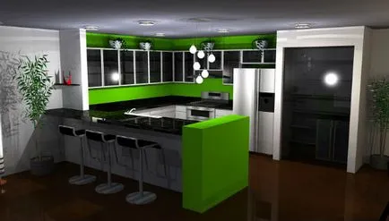 A kifejező design a konyhában a zöld (50 fotó)
