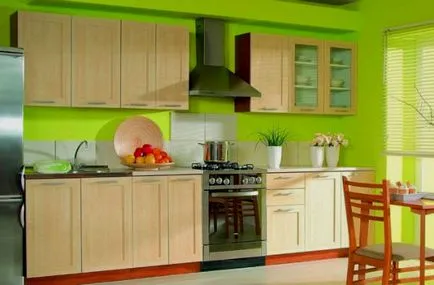 A kifejező design a konyhában a zöld (50 fotó)