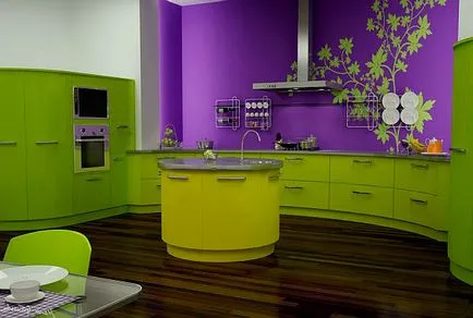 A kifejező design a konyhában a zöld (50 fotó)