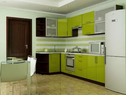 A kifejező design a konyhában a zöld (50 fotó)