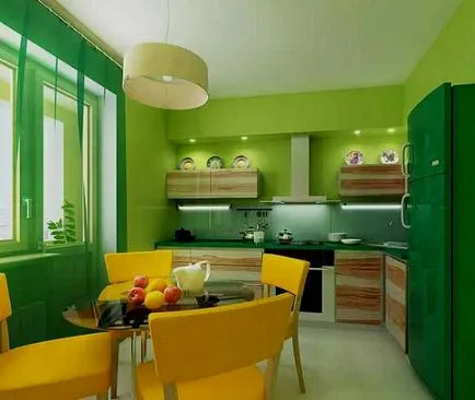 A kifejező design a konyhában a zöld (50 fotó)