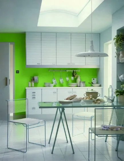 A kifejező design a konyhában a zöld (50 fotó)