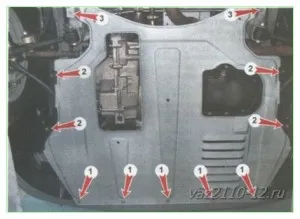 Cseréje sárvédő VAZ 2110 VAZ 2112, emelő motor sárvédő
