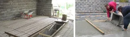 Ömlött a betonon a garázsban kezét lépésről lépésre, fotók és ábrák