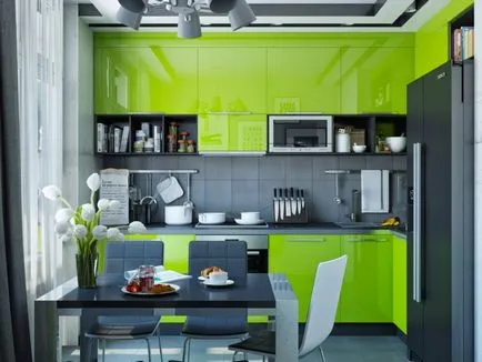 Zöld Konyha - fotók a legjobb ötletek, hogyan kell díszíteni a tervezés és a mérkőzés színek