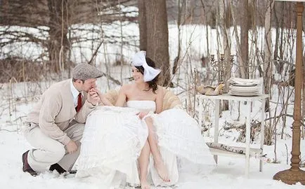 Téli esküvő a menyasszony gyönyörű szigetelni (Wedding) Téli esküvő a menyasszony szépen szigetelje