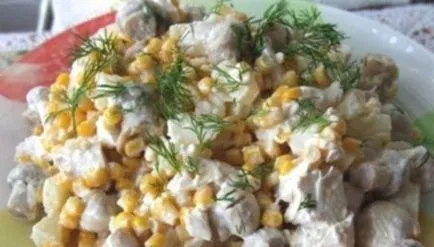 Saláta csirkével és ananász, receptek