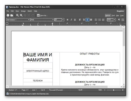 A fájl megnyitása doc