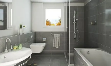 Belső fürdő zuhanyzóval és fotó design fürdőszoba zuhanyzóval