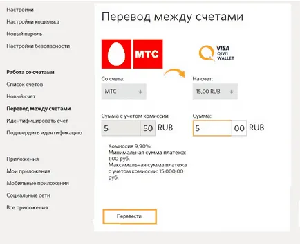 Hogyan át pénzt MTS kiwi pénztárca