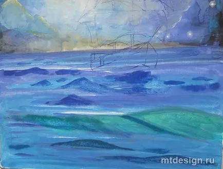 Hogyan rajzoljunk Sea gouache, gyönyörű mintát 12 percig
