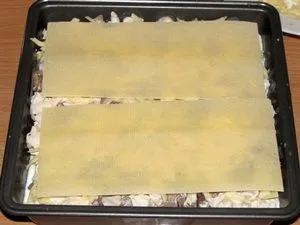 Lasagna csirkével és gombával
