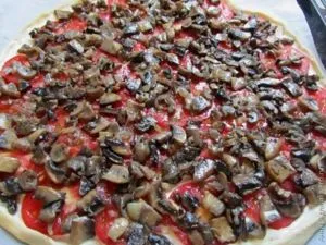 Pizza gombával és csirke vékony tészta (pizza recept) Pizza gombával és csirke vékony tészta