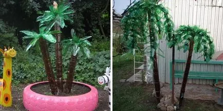 Műanyagból készült palackok a kertben saját kezűleg