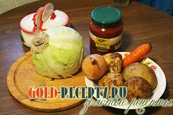 Párolt káposzta burgonyával recept fényképpel (párolt burgonya) Párolt káposzta burgonyával recept egy fotó