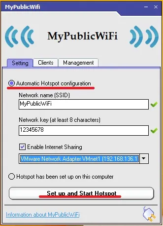 Wifi laptop hozzáférési pontként