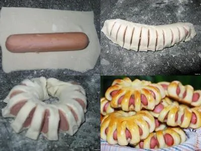 Hogyan csomagolja a kolbász a tésztába