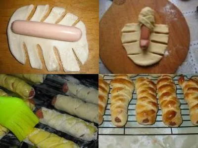 Hogyan csomagolja a kolbász a tésztába